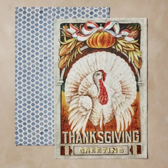 John Derian x Target Tea Towels 20” X 30” Fall Turkey Cards Thanksgiving Harvest - Picture 1 of 8